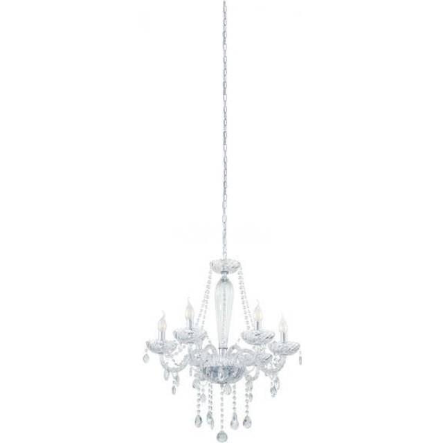 EGLO Pendellampa Basilano, ljuskrona med 6 lampor, vintage, shabby chic, hängande lampa av stål och glas i krom, konjak, matbordslampa, vardagsrumslampa hängande med E14-sockel