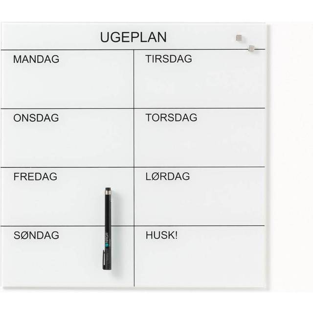 45 x 45 cm. Black. Glass week planner Danish