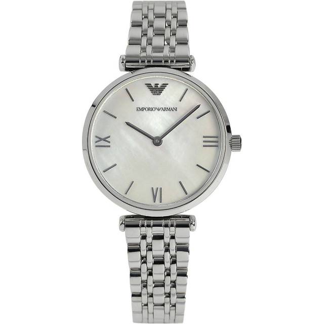 Emporio Armani AR1682 Women's Gianni Stainless Steel White Dial Watch - Silver