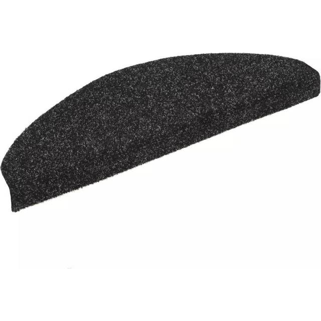 Trappstegsmattor självhäftande 15 st brodyr 65x21x4 cm svart