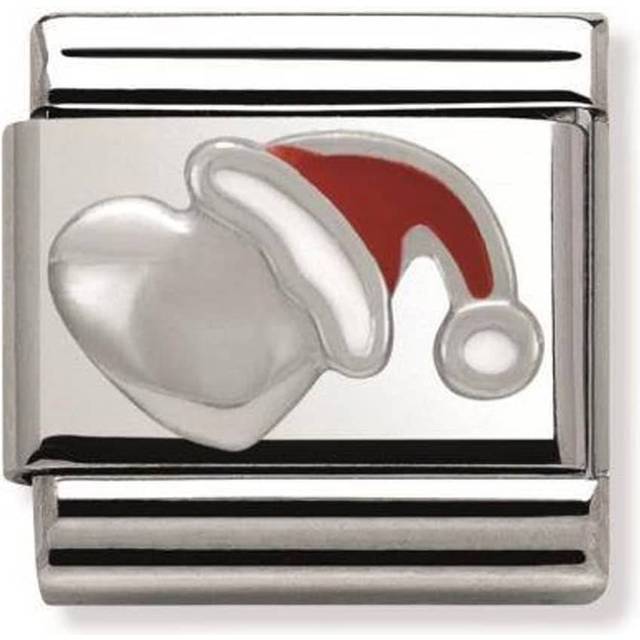 Nomination Classic Silver Heart with Christmas Hat Christmas Charms
