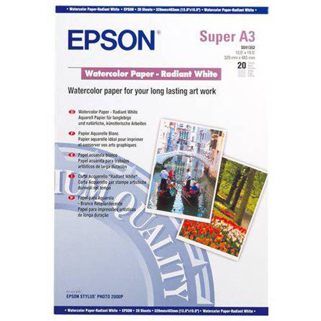 Epson A3+ Watercolour Paper - Radiant White (20 Sheets)