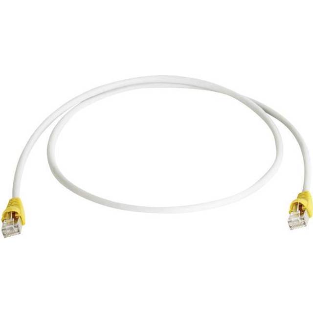 Telegärtner RJ45 (korsade) Nätverkkabel Anslutningskabel CAT 6A S/FTP 1.00 m Grå Flamskyddsmedel, med låsskydd
