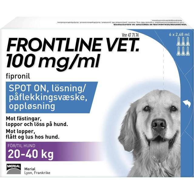 Frontline vet., spot-on, lösning 100 mg/ml Boehringer Ingelheim Animal Health 6 x 2,68 milliliter
