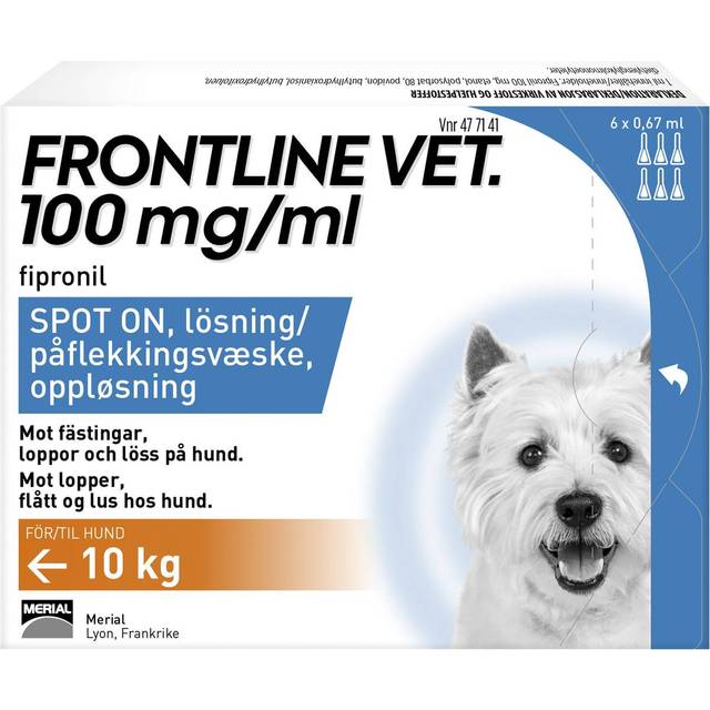 Frontline vet., spot-on, lösning 100 mg/ml Boehringer Ingelheim Animal Health 6 x 0,67 milliliter