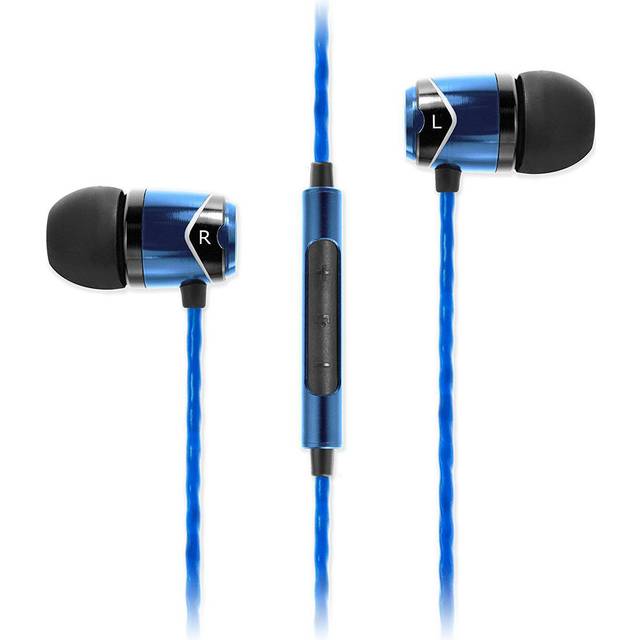 Navitech blå hårt skyddande hörlurar fodral kompatibel med SoundMAGIC E10C i öronen isolerande hörlurar