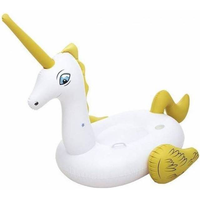Bestway White Inflatable Giant Mega Supersized Unicorn Rider Float Pool - 7.2' x 6.4'