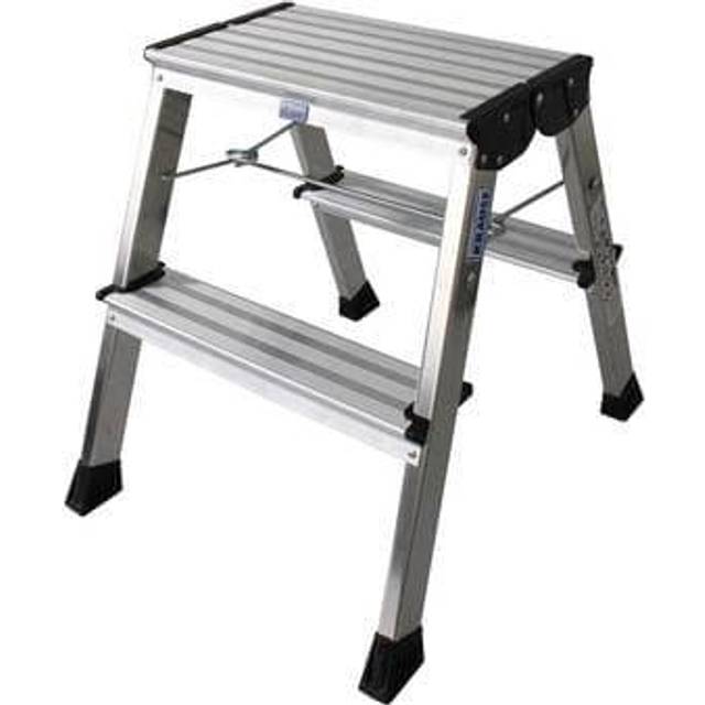 KRAUSE with castors, with castors, 2 x 2 steps, aluminium silver, 5+ items