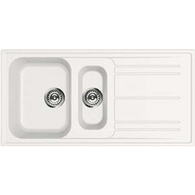 Smeg LZ102B "Rigae" 1.5 Bowl, Reversible Drainer Inset Sink, White