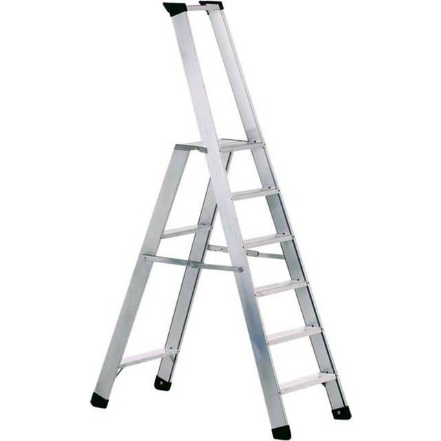 Podesttreppe 3 Plattform-H.720mm, Stufen u.Plattfom Alu.geriffelt eins.