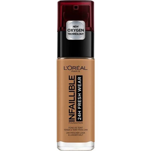 L'Oréal Paris make-up, vattentät och långvarig, flytande foundation med SPF 25, infaillible 32H Fresh Wear Makeup, nr 330 hasselnöt, 30 ml