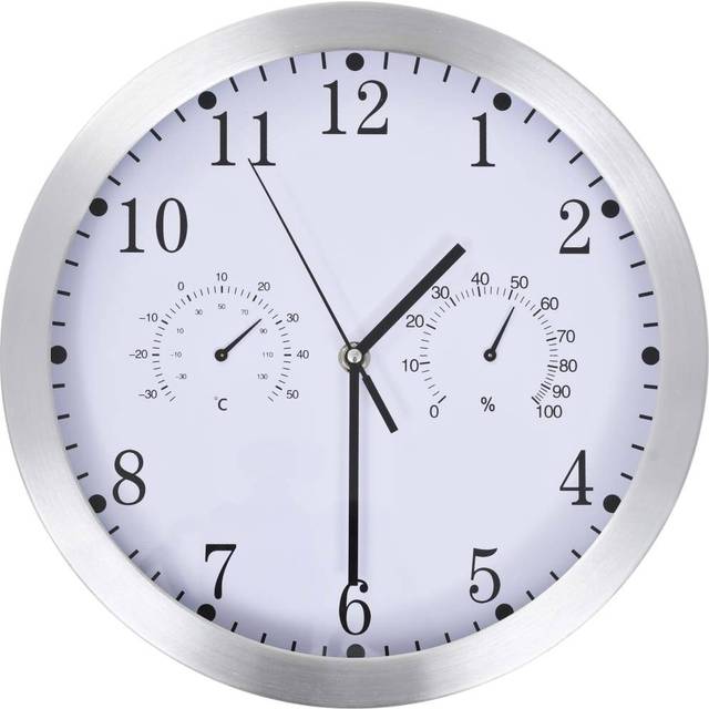 vidaXL Wall Clock with Quartz Movement Hygrometer Thermometer White