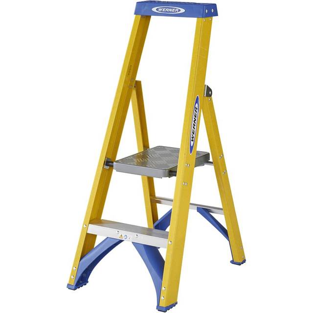 Werner Fibreglass Platform Stepladder 2 Tread Steel