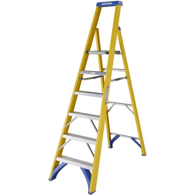 Werner Fibreglass Platform Stepladder 6 Tread Steel