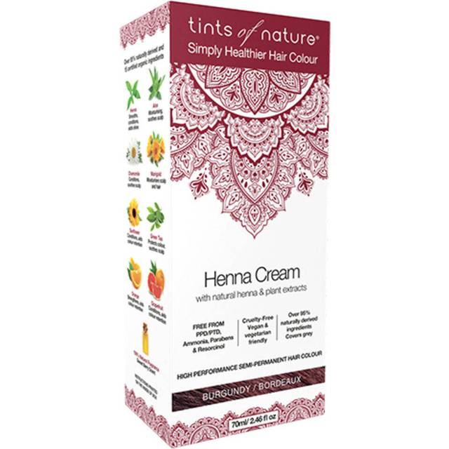 Tints of nature henna cream semi permanent hair dye kit burgundy 70ml