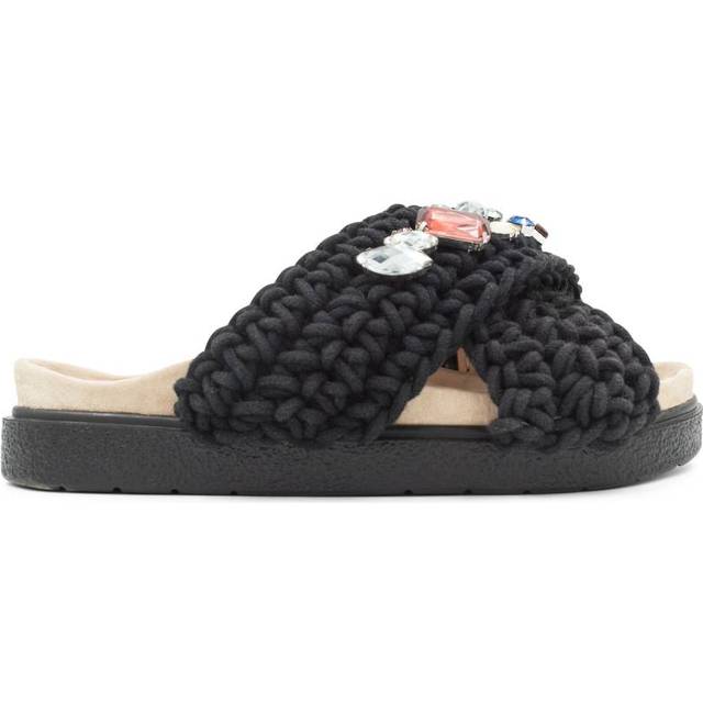 Inuikii, Sliders, female, Black, 4 UK, Stylish Woven Stone Slipper Sandals