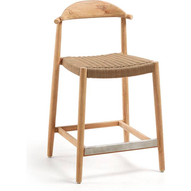 Nina stool in solid acacia wood height 62 cm - Beige