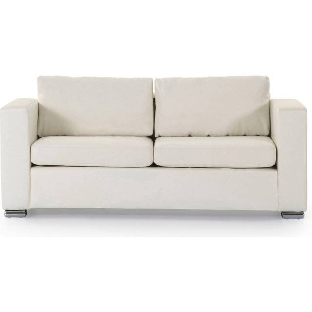 Beliani 2 Seater Leather Sofa White Helsinki, White