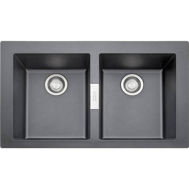 Kitchen Sink Made of Tectonite with A Double Bowl Sirius SID 620 - Onyx