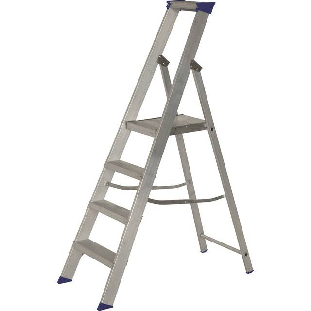 Werner Mastertrade Platform Step Ladder 4 Tread, Silver