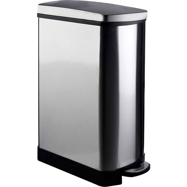 Rectangular Pedal Bin, Stainless Steel Waste Bin With Soft Close Lid And Removable Inner Bucket, - Silver - One Size