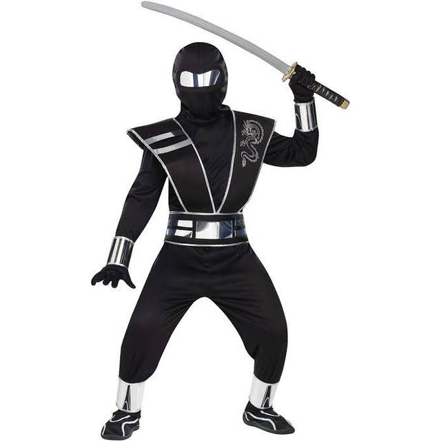 Silver Mirror Ninja Costume for Kids - Black (S)