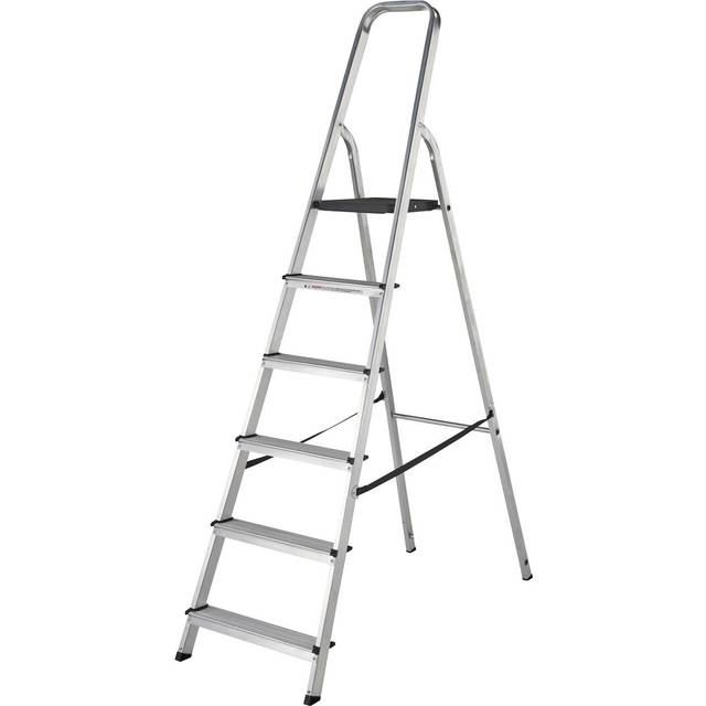 ABRU 1700618 High Handrail Stepladder-6 Tread, Silver, One Size