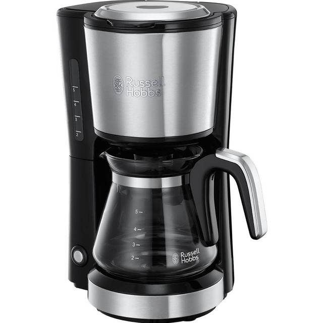 Russell Hobbs kaffebryggare, perfekt för det mindre hushållet, 0.6l glaskanna, 5 koppar, kompakt, permanent filter, automatisk avstängning, 650 watt, filterkaffe, Compact Home 24210-56
