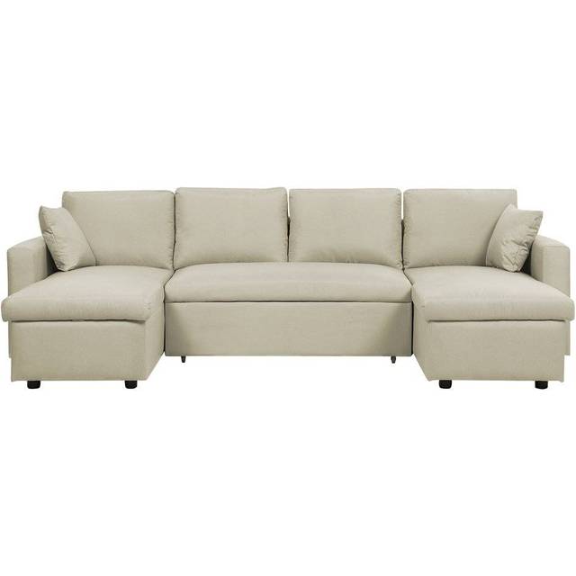 U-Shape Sofa Bed SOMMEN Fabric Dark Grey with Storage 5 Seater