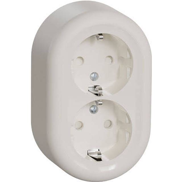 Schneider Electric Elso rund Schuko-uttag, 2-vägs, ytmonterad, kontaktskydd, Renova, 16 A, 250 V AC, vit, artikelnummer WDE015896