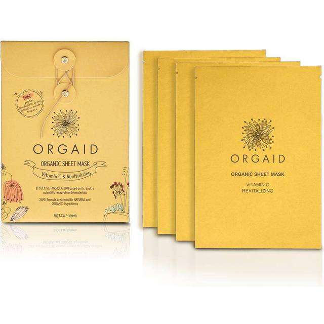 ORGAID Organic Sheet Mask  Made in USA Vitamin C  Revitalizing pack of 4