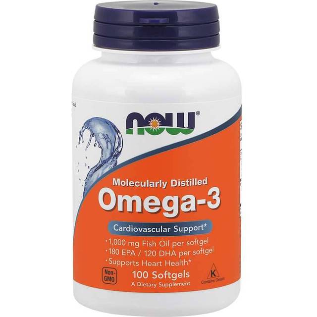 NOW Foods  Omega-3 Fish Oil  1 000 mg  180 EPA - 120 DHA  100 Softgels