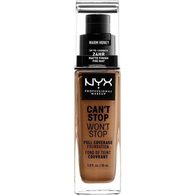 NYX PROFESSIONAL MAKEUP, Can't Stop Won't Stop Full Coverage Foundation, Långvarig, Vattenfast, Vegansk formula, Matt Finish, nyans: Warm honey
