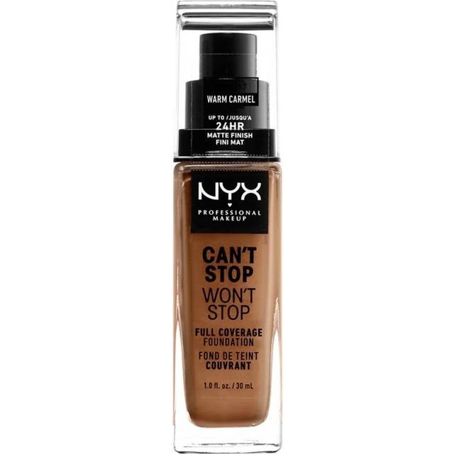 NYX PROFESSIONAL MAKEUP, Can't Stop Won't Stop Full Coverage Foundation, Långvarig, Vattenfast, Vegansk formula, Matt Finish, nyans: Warm caramel