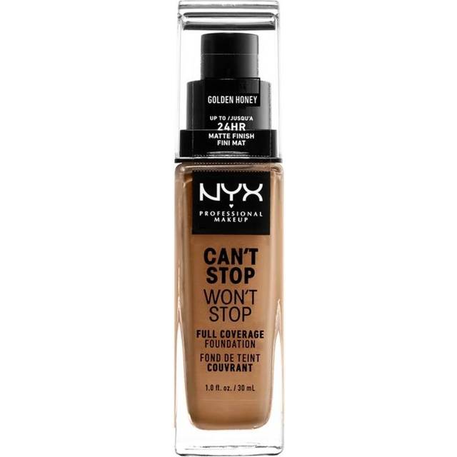 NYX PROFESSIONAL MAKEUP, Can't Stop Won't Stop Full Coverage Foundation, Långvarig, Vattenfast, Vegansk formula, Matt Finish, nyans: Golden honey