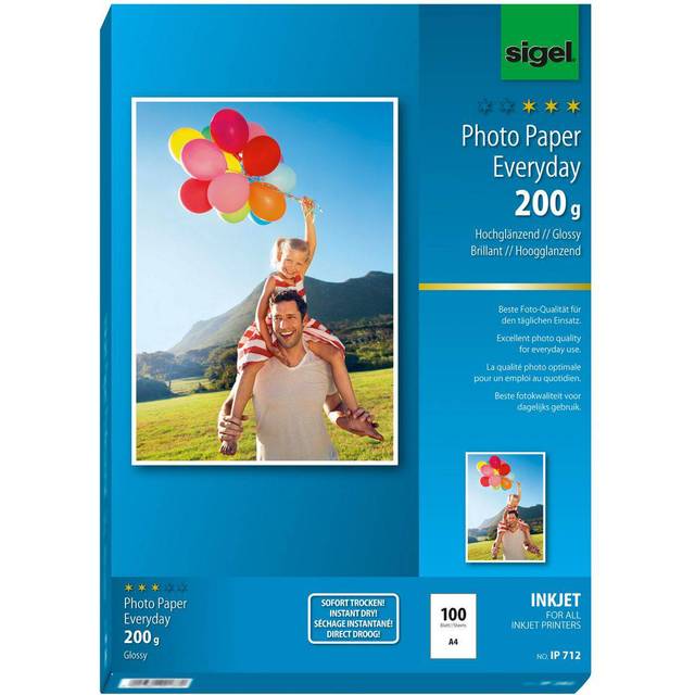 Sigel ip712 everday photo paper, inkjet, glossy, 200 gsm, a4, 100 sheets 100 she