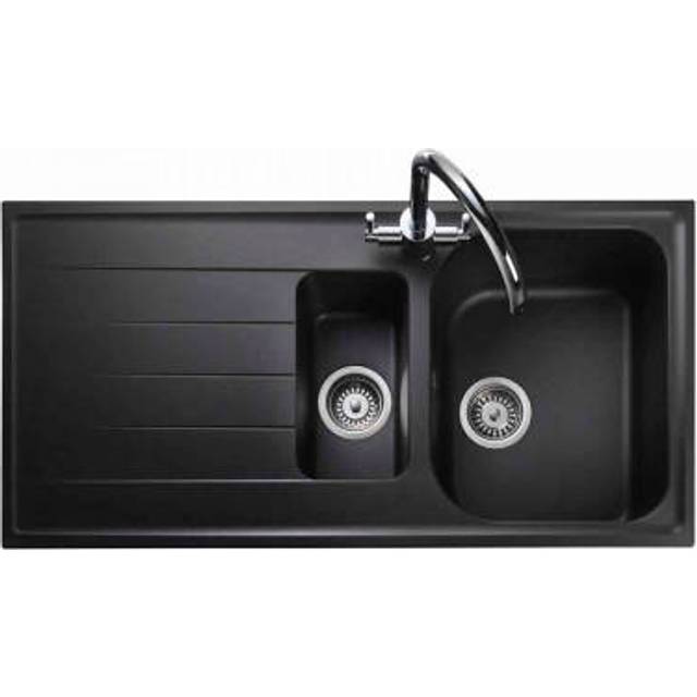 Rangemaster Amethyst 1.5 Bowl Granite Ash Black Kitchen Sink &amp; Was