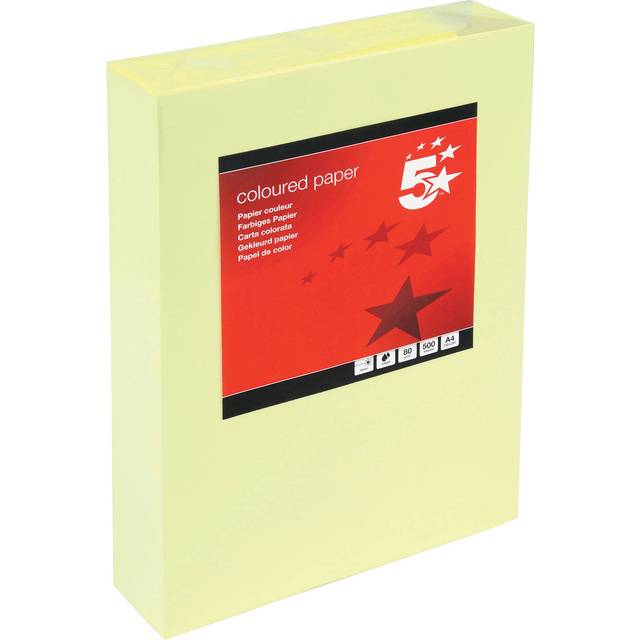 5 Star Office Coloured Copier Paper Multifunctional 80gsm A4 Light Yellow Ream-Wrapped (Pack of 500)
