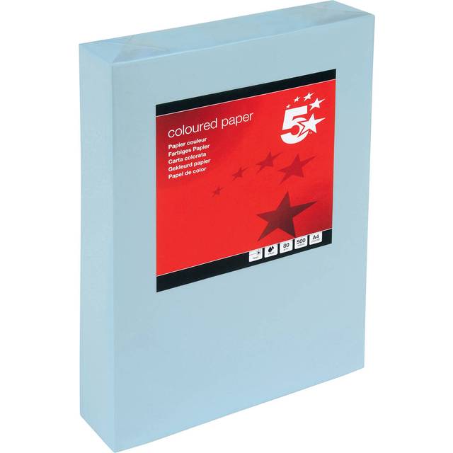 5 Star Office Coloured Copier Paper Multifunctional 80gsm A4 Light Blue Ream-Wrapped (Pack of 500)
