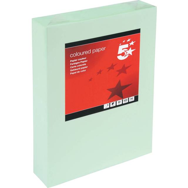 5 Star Office Coloured Copier Paper Multifunctional 80gsm A4 Light Green Ream-Wrapped (Pack of 500)