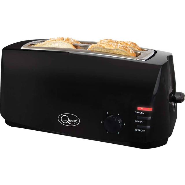 Quest 35069 1400W 4 Slice Extra Wide Long Slot Cool Touch Toaster - Black, Black