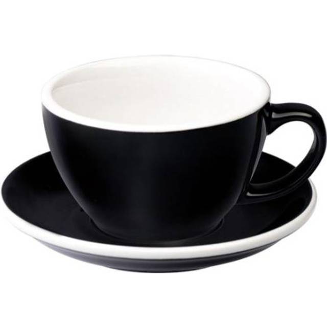 Café latte-kopp med ett underlägg Loveramics Egg Basil, 300 ml