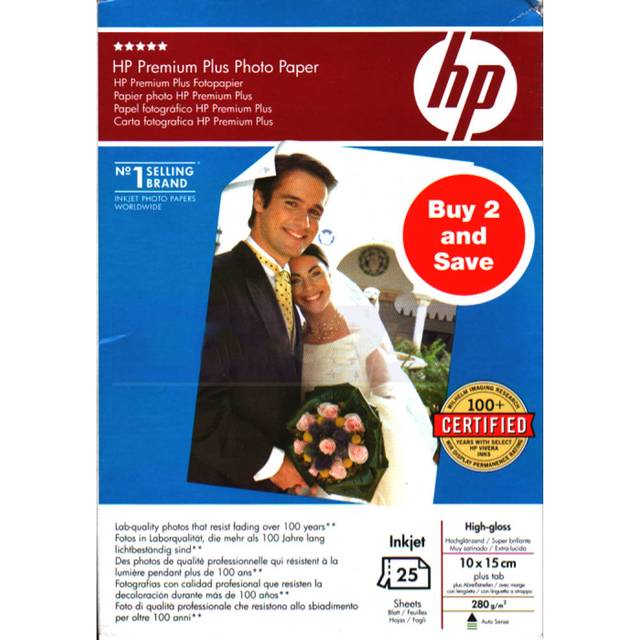 Original HP Premium Glossy Photo Paper 280gsm (10x15cm) - 50sh