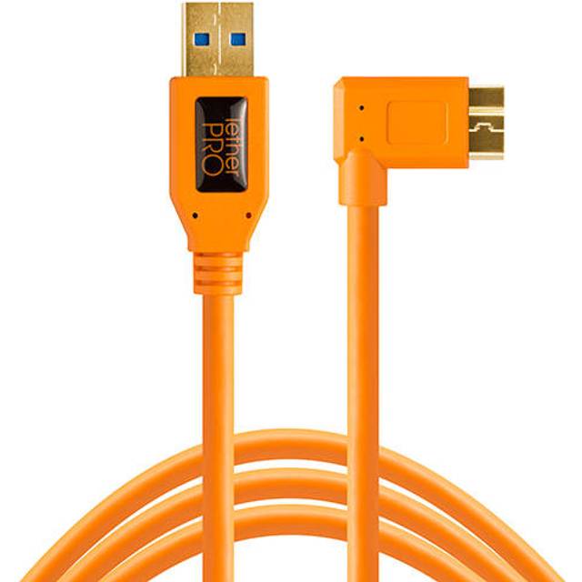 Tether Tools TetherPro USB 3.0 to Micro-B Right Angle 15 foot Orange