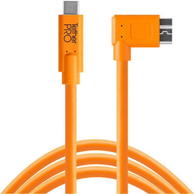 Tether Tools TetherPro USB-C to 3.0 Micro-B Right Angle Cable (High-Visibility Orange)