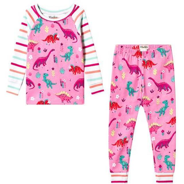 Hatley Pyjamasset med långärmad ekologisk bomull för flickor, Darling Dinos, 5 År