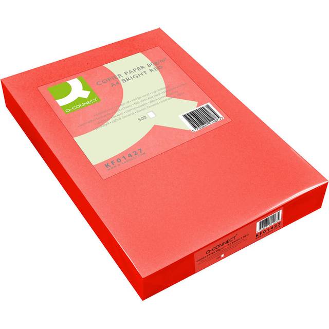 Q-Connect Bright Red Coloured A4 Copier Paper 80gsm Ream - KF01427