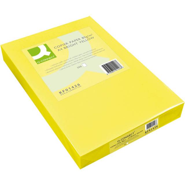 Q-Connect Bright Yellow Coloured A4 Copier Paper 80gsm Ream - KF01426