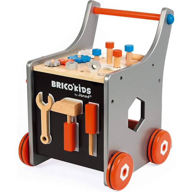Janod - Brico'Kids Wooden Diy Trolley for Children - Magnetic - Pretend Play - 25 Tools and Accessories Included - For children from the Age of 18