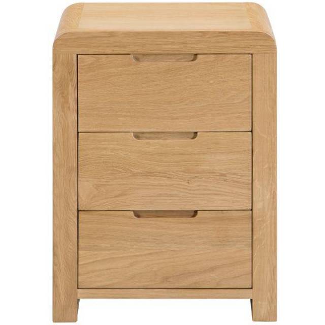 Julian Bowen Curve 3 Draw Bedside Table, Brown